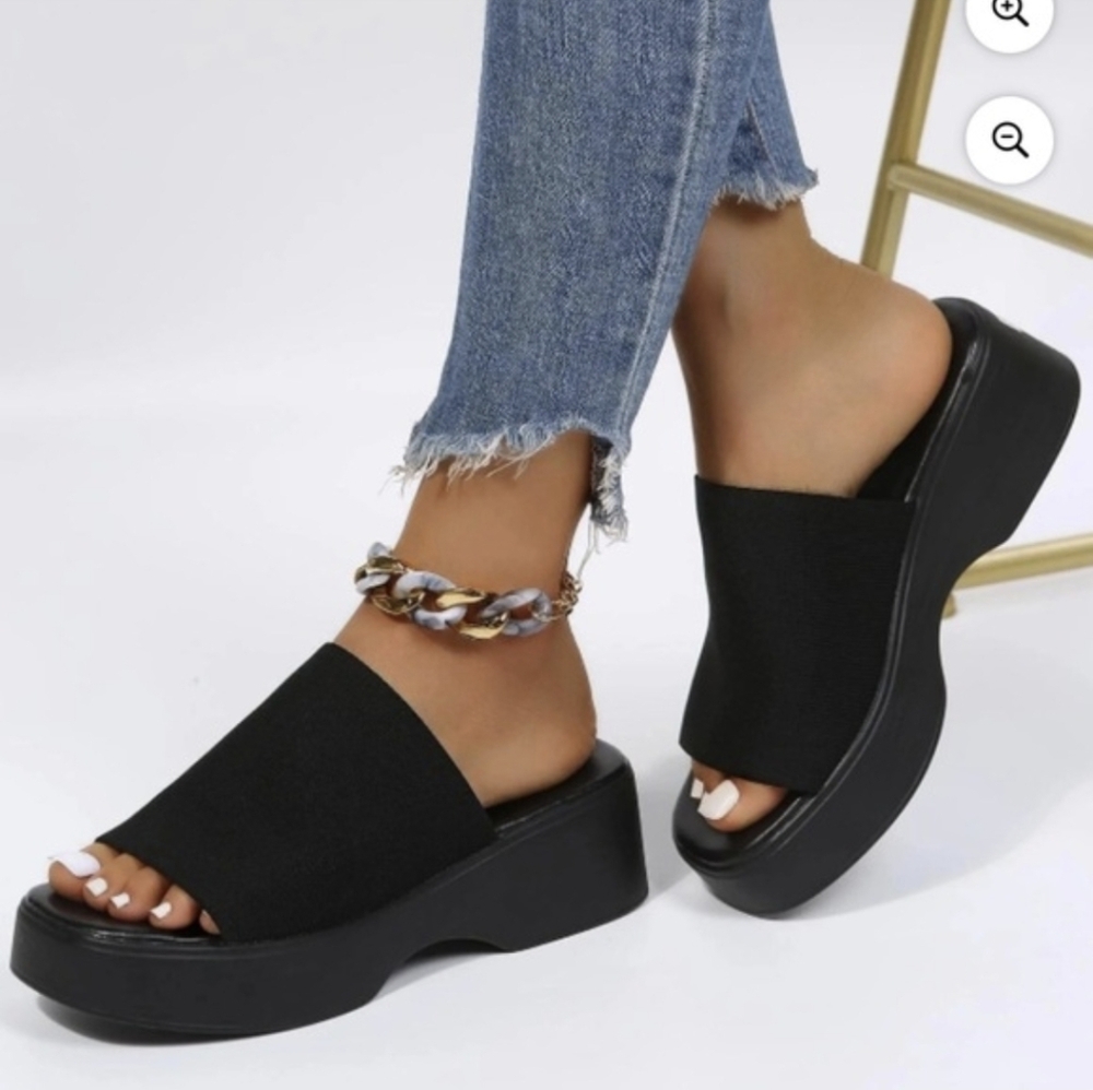 11 Maurice’s sandal black SuperCush April Platform slip on 90’s Y2K - Picture 7 of 9